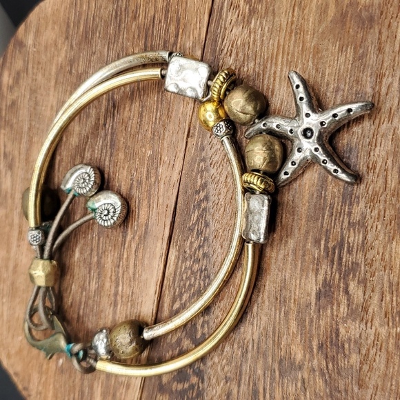 B2739 unsigned retired silpada sterling silver starfish bohemian queen bracelet - Picture 1 of 3